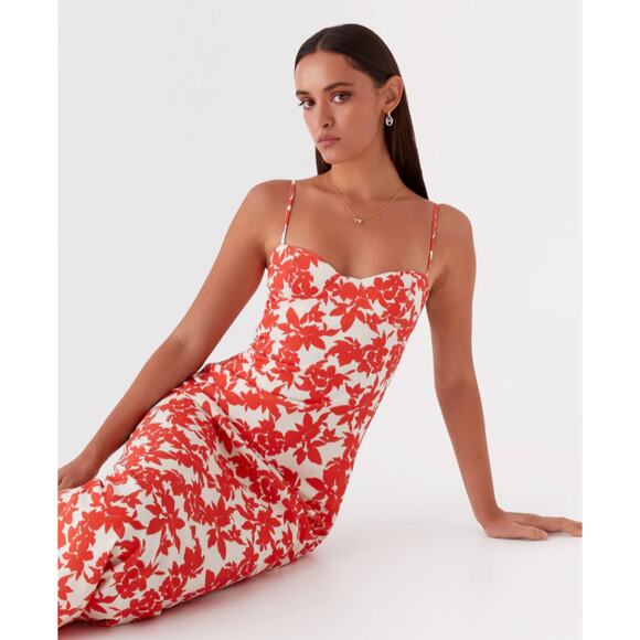 Peppermayo Forbidden Floral Bustier Maxi Dress - Red Floral - Picture 2 of 11